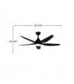 Ventilador de Techo ELDA Negro DC 18W 2250Lm 5 Aspas Negro CCT