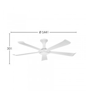 Ventilador de Techo VINAROS Blanco DC 18W 2250Lm 5 Aspas Blanco CCT