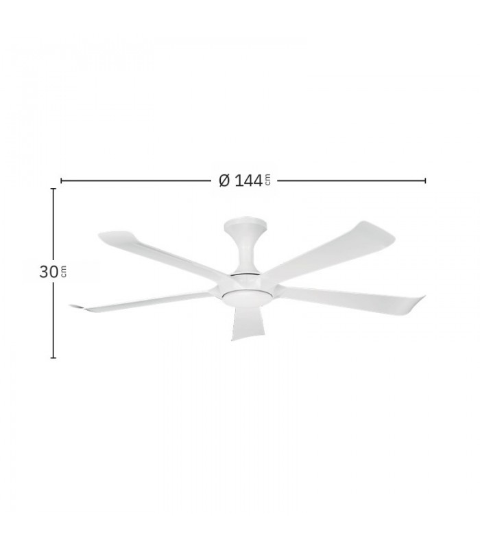 Ventilador de Techo VINAROS Blanco DC 18W 2250Lm 5 Aspas Blanco CCT
