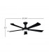 Ventilador de Techo VINAROS Negro DC 18W 2250Lm 5 Aspas Negro CCT