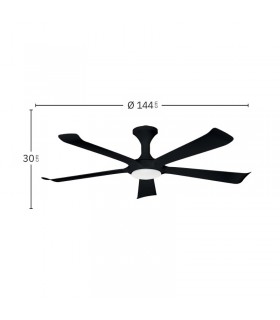 Ventilador de Techo VINAROS Negro DC 18W 2250Lm 5 Aspas Negro CCT