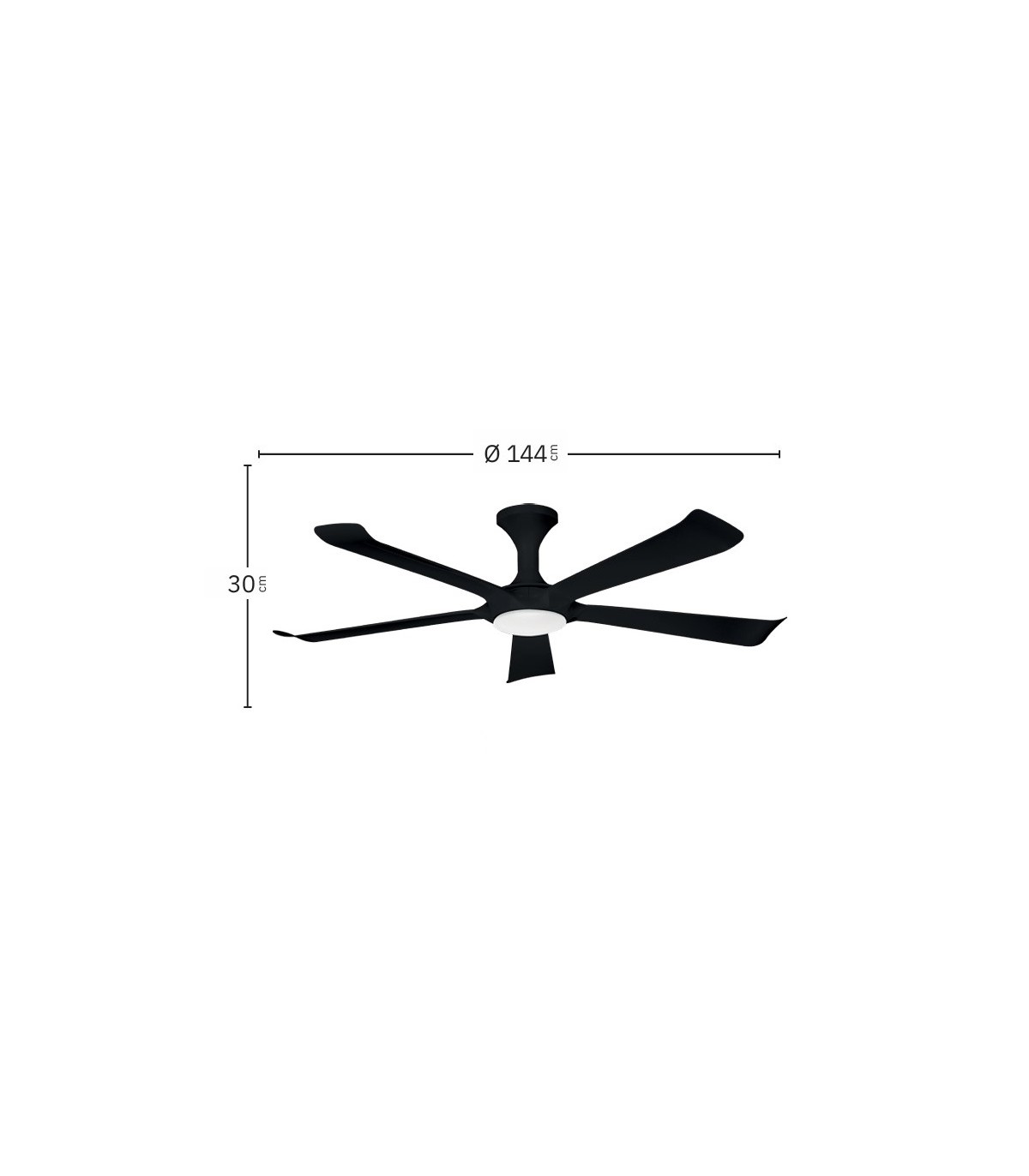 Ventilador de Techo VINAROS Negro DC 18W 2250Lm 5 Aspas Negro CCT