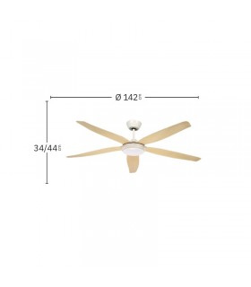 Ventilador de Techo ALTEA Blanco DC 24W 2880Lm 5 Aspas Haya CCT