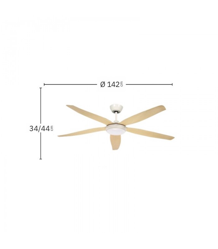 Ventilador de Techo ALTEA Blanco DC 24W 2880Lm 5 Aspas Haya CCT