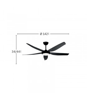 Ventilador de Techo ALTEA Negro DC 24W 2880Lm 5 Aspas Negro CCT