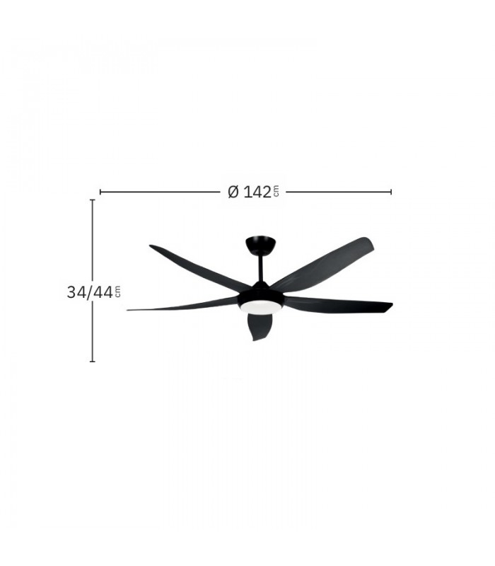 Ventilador de Techo ALTEA Negro DC 24W 2880Lm 5 Aspas Negro CCT