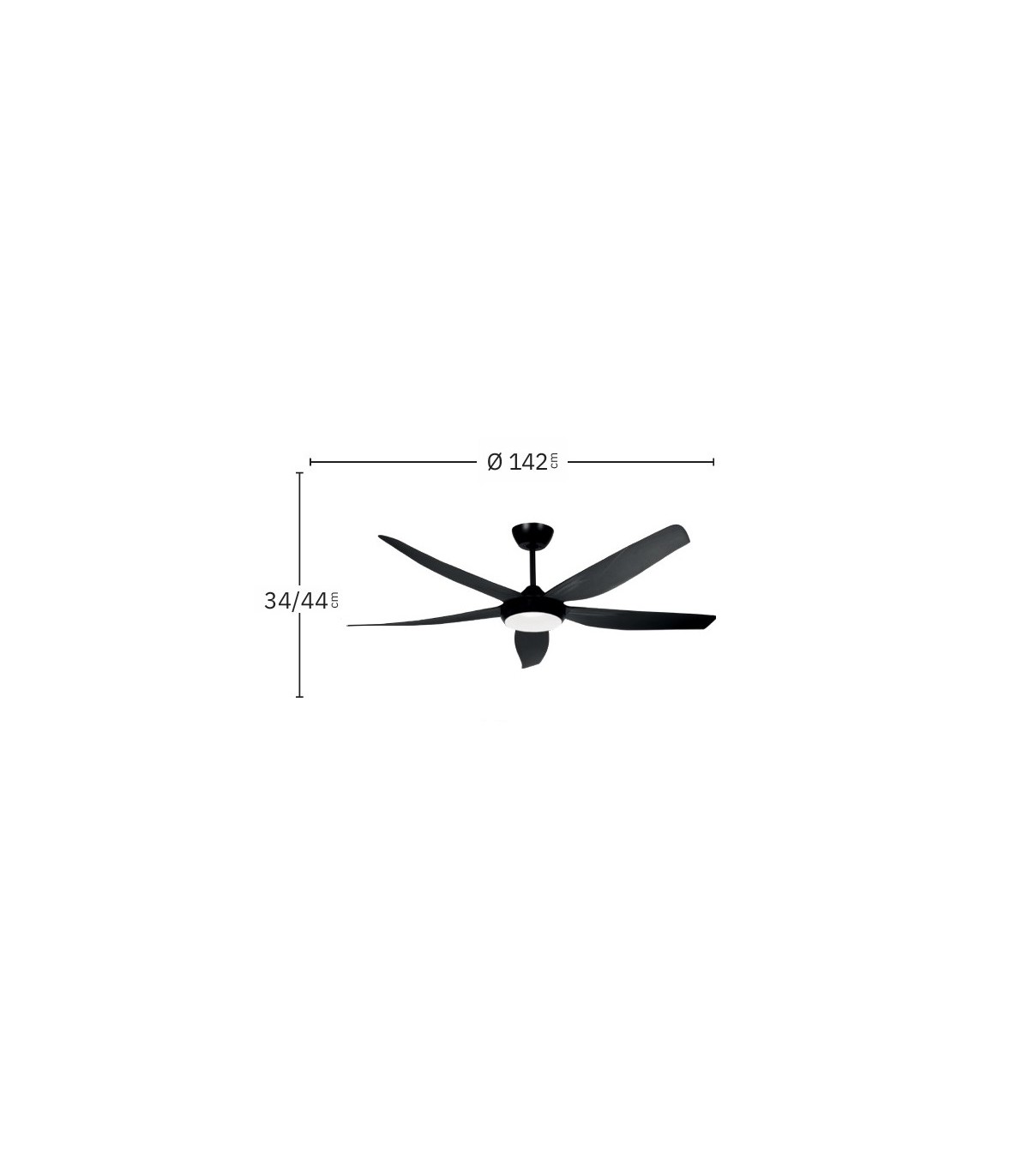 Ventilador de Techo ALTEA Negro DC 24W 2880Lm 5 Aspas Negro CCT