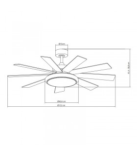 Ventilador de Techo PIREO Blanco DC 36W 3800Lm 9 Aspas Blanco/Haya CCT