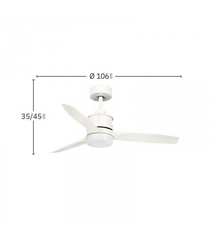 Ventilador de Techo BARRAX Blanco DC 18W 2250Lm 3 Aspas Blanco CCT