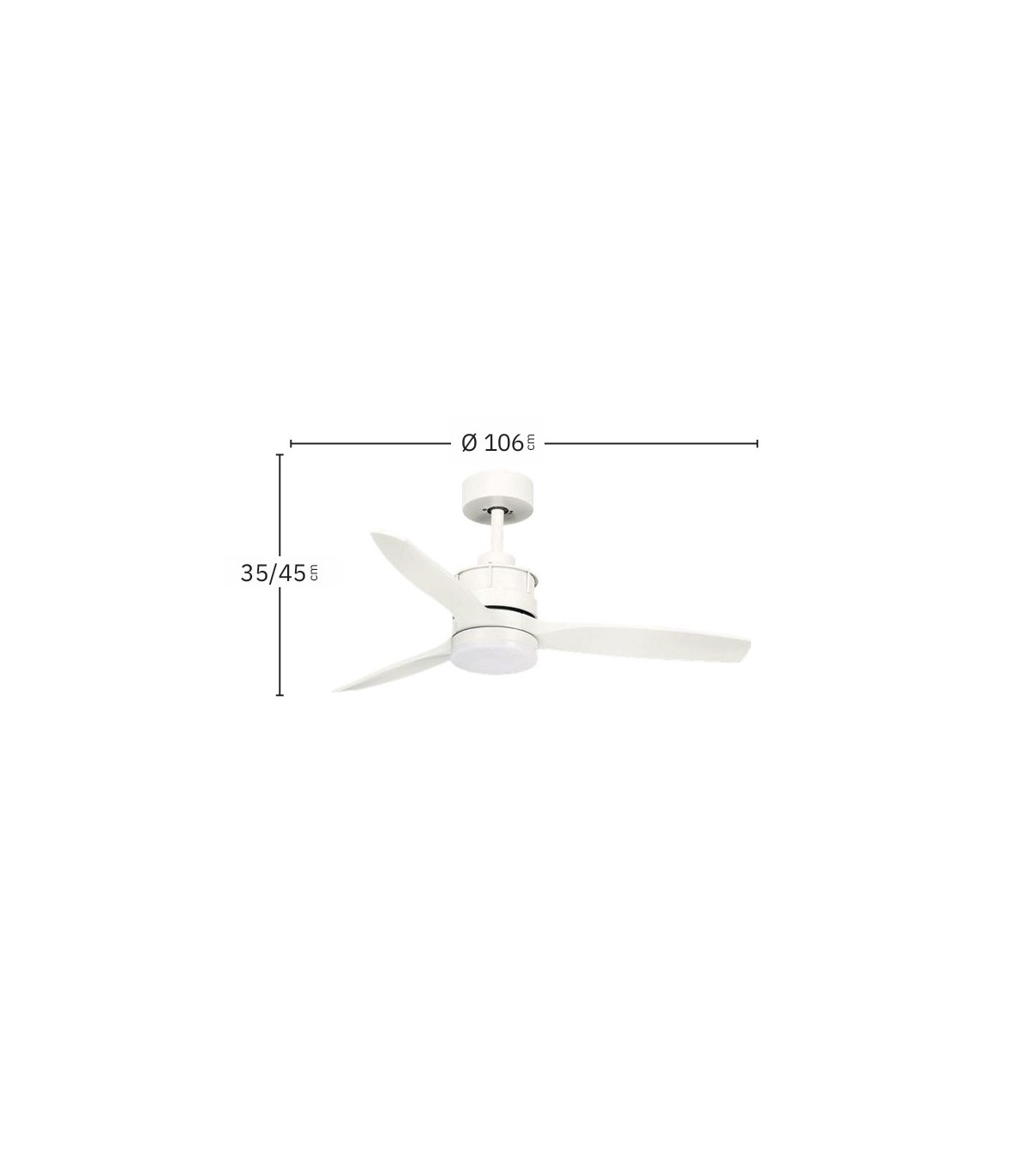 Ventilador de Techo BARRAX Blanco DC 18W 2250Lm 3 Aspas Blanco CCT