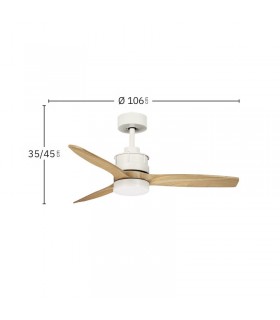 Ventilador de Techo BARRAX Blanco DC 18W 2250Lm 3 Aspas Haya CCT