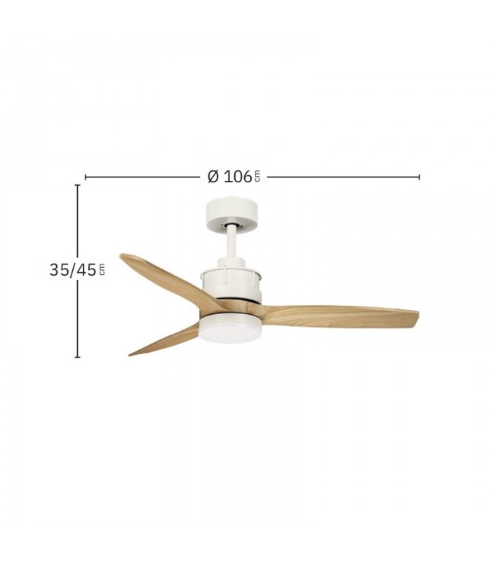 Ventilador de Techo BARRAX Blanco DC 18W 2250Lm 3 Aspas Haya CCT