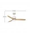 Ventilador de Techo BARRAX Blanco DC 18W 2250Lm 3 Aspas Haya CCT