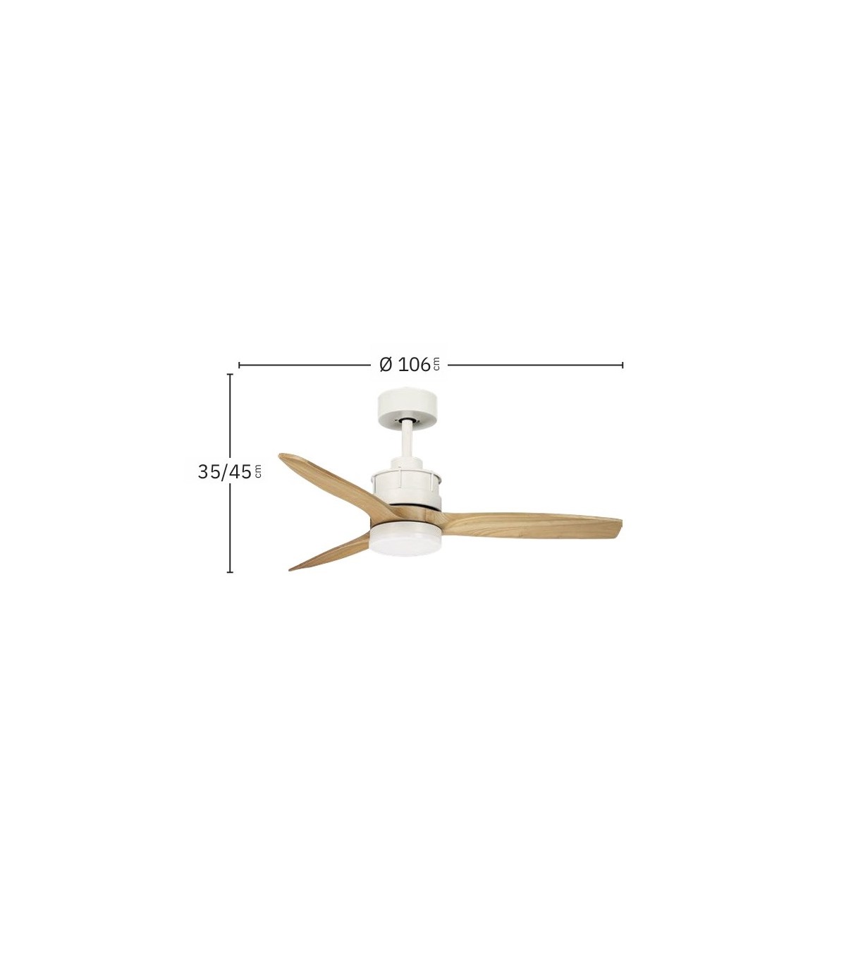 Ventilador de Techo BARRAX Blanco DC 18W 2250Lm 3 Aspas Haya CCT
