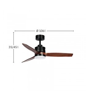 Ventilador de Techo BARRAX Negro DC 18W 2250Lm 3 Aspas Roble CCT