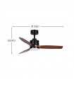 Ventilador de Techo BARRAX Negro DC 18W 2250Lm 3 Aspas Roble CCT