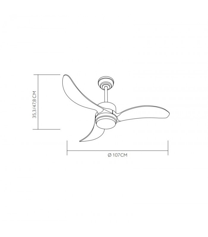 Ventilador de Techo BEMBEZAR Negro DC 24W 2424Lm 3 Aspas Roble CCT