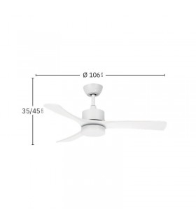 Ventilador de Techo HELLIN Blanco DC 18W 2250Lm 3 Aspas Blanco CCT