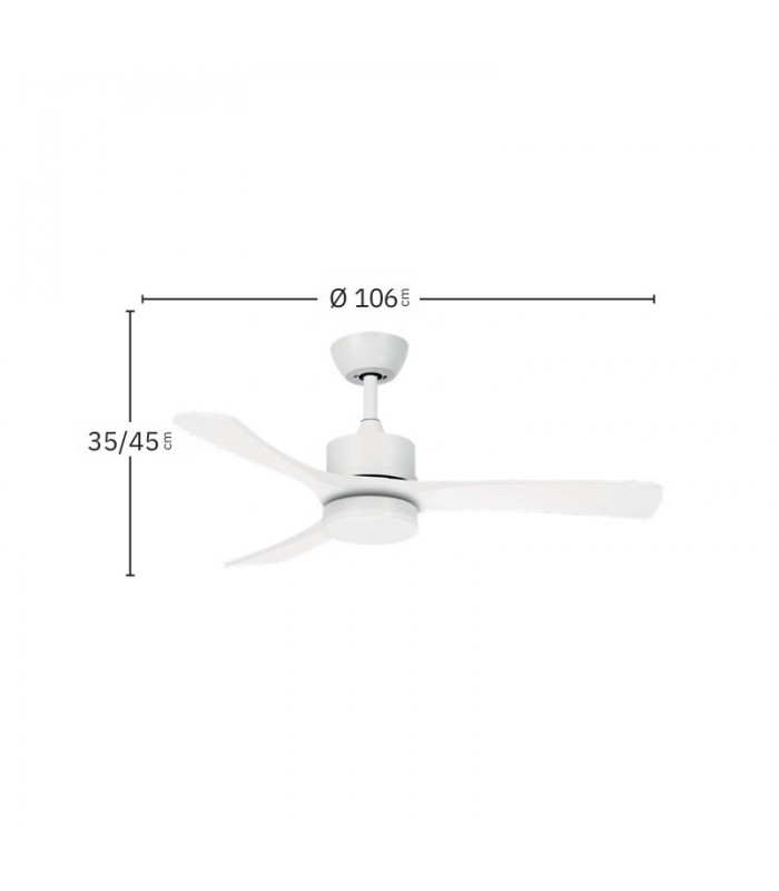 Ventilador de Techo HELLIN Blanco DC 18W 2250Lm 3 Aspas Blanco CCT