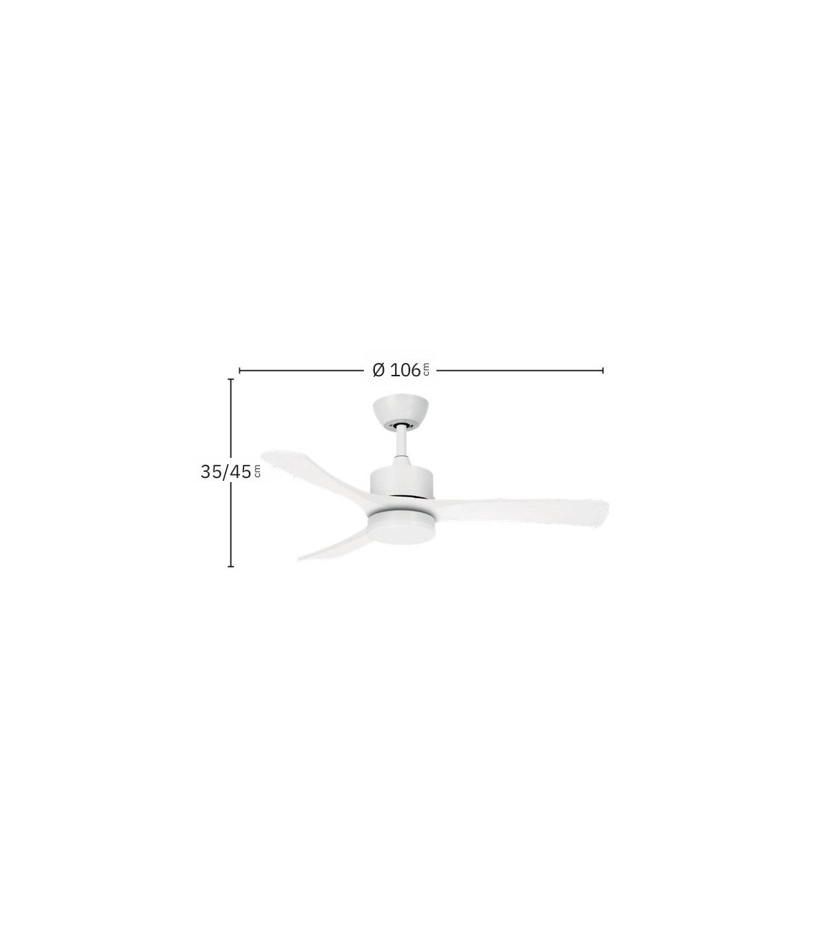 Ventilador de Techo HELLIN Blanco DC 18W 2250Lm 3 Aspas Blanco CCT