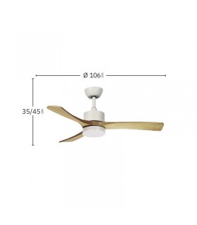 Ventilador de Techo HELLIN Blanco DC 18W 2250Lm 3 Aspas Haya CCT