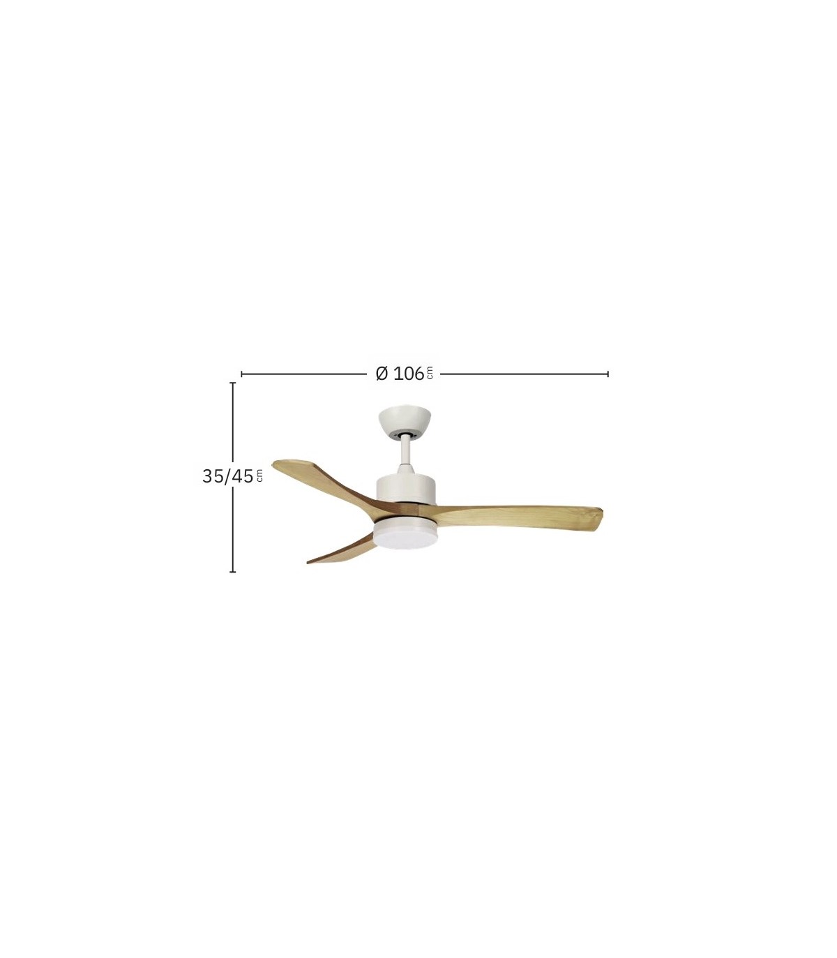Ventilador de Techo HELLIN Blanco DC 18W 2250Lm 3 Aspas Haya CCT