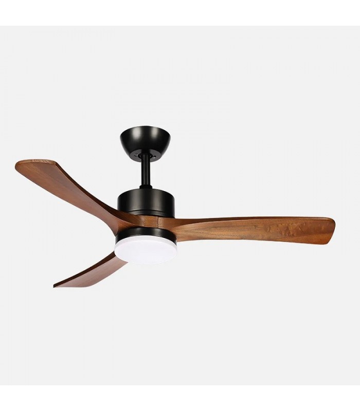 Ventilador de Techo HELLIN Negro DC 18W 2250Lm 3 Aspas Roble CCT