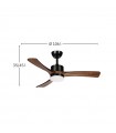 Ventilador de Techo HELLIN Negro DC 18W 2250Lm 3 Aspas Roble CCT