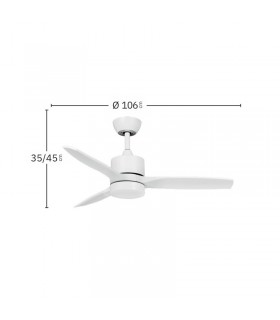 Ventilador de Techo MONTIEL Blanco DC 18W 2250Lm 3 Aspas Blanco CCT