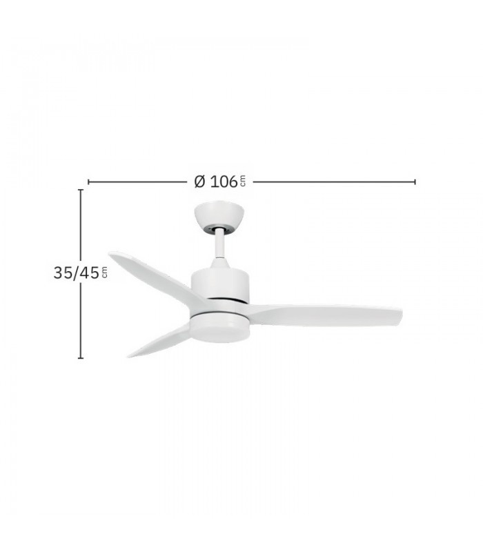 Ventilador de Techo MONTIEL Blanco DC 18W 2250Lm 3 Aspas Blanco CCT