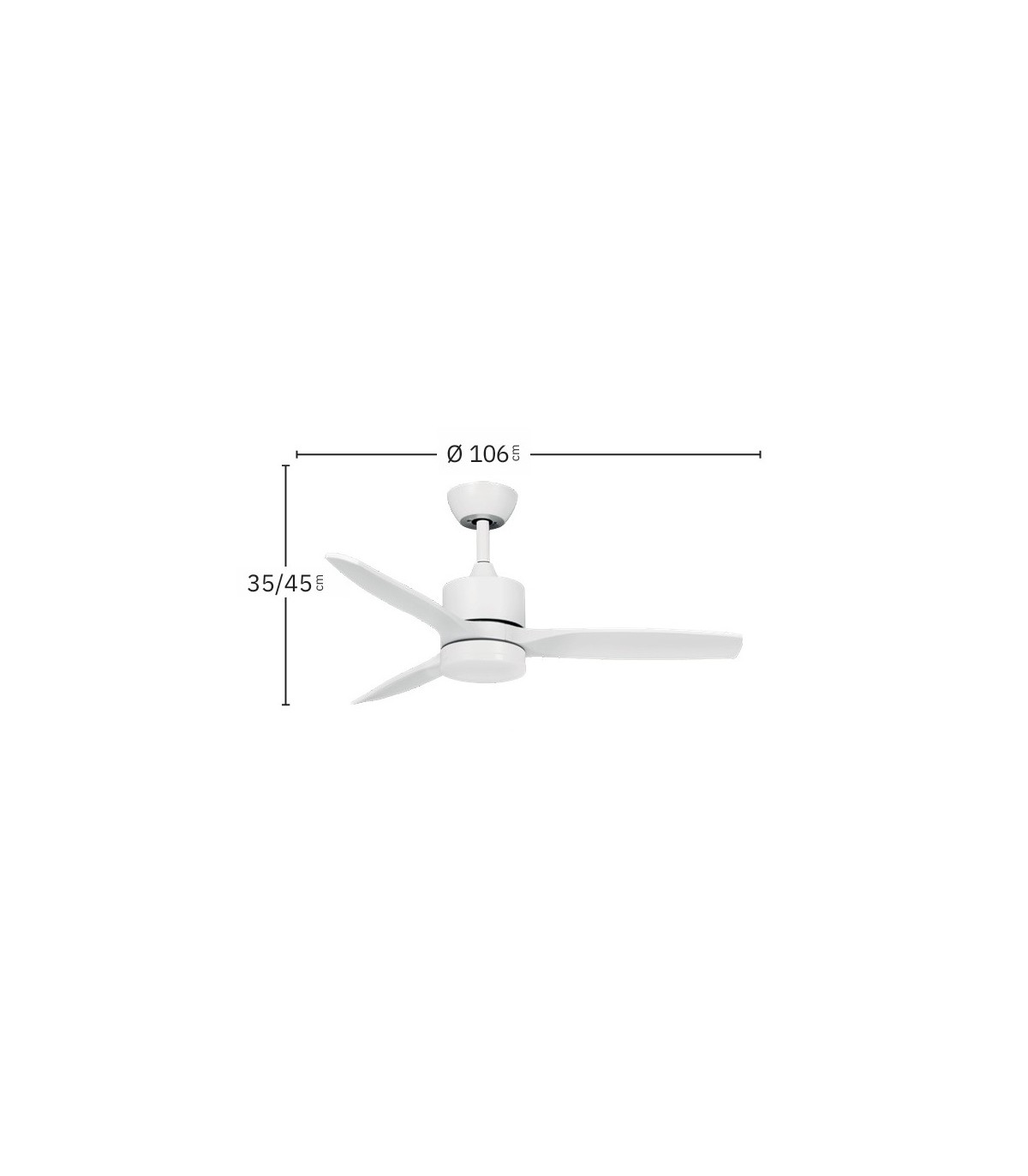 Ventilador de Techo MONTIEL Blanco DC 18W 2250Lm 3 Aspas Blanco CCT