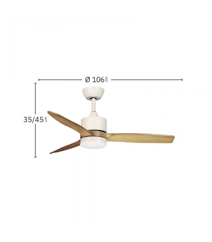 Ventilador de Techo MONTIEL Blanco DC 18W 2250Lm 3 Aspas Haya CCT