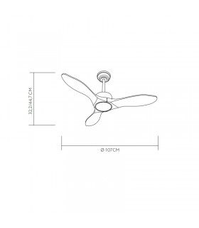 Ventilador de Techo SEGRE Negro DC 24W 2424Lm 3 Aspas Roble CCT