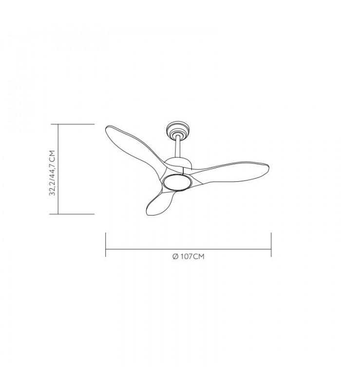 Ventilador de Techo SEGRE Negro DC 24W 2424Lm 3 Aspas Roble CCT