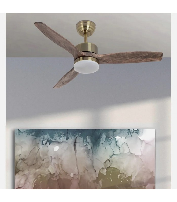 Ventilador de Techo TORINO Cuero DC 24W 2424Lm 3 Aspas Roble CCT