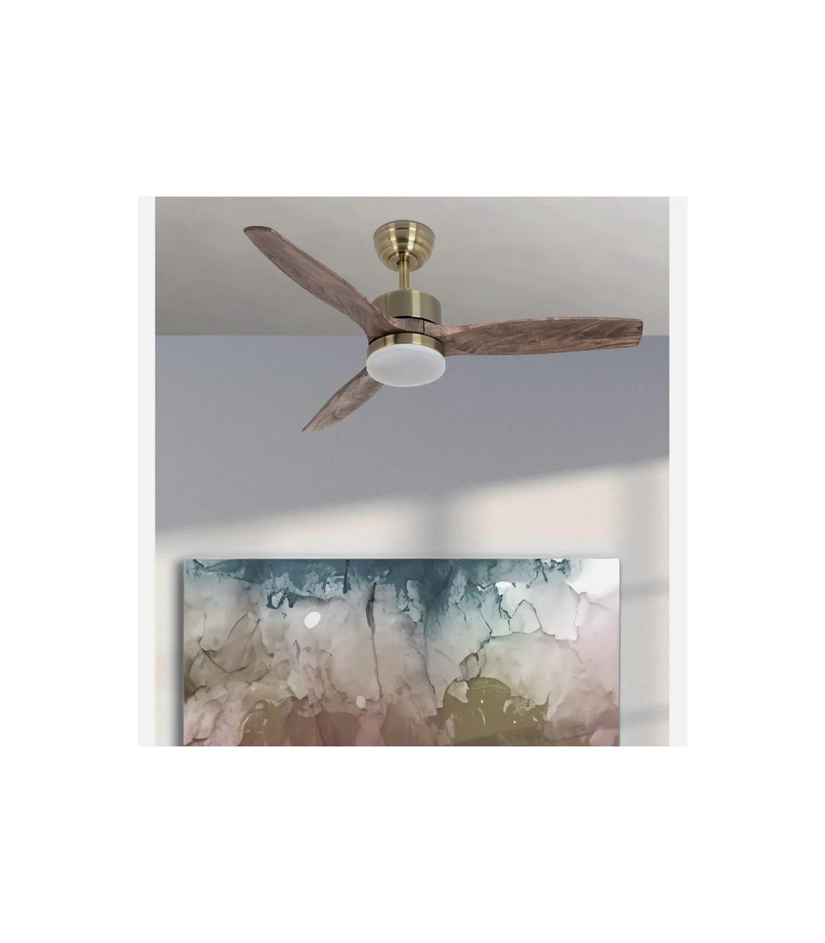 Ventilador de Techo TORINO Cuero DC 24W 2424Lm 3 Aspas Roble CCT