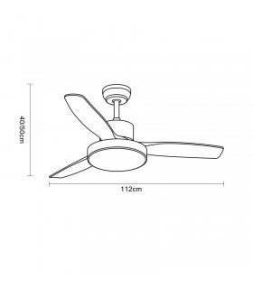 Ventilador de Techo KAVALA  Negro DC 48W 4078Lm 3 Aspas Roble CCT