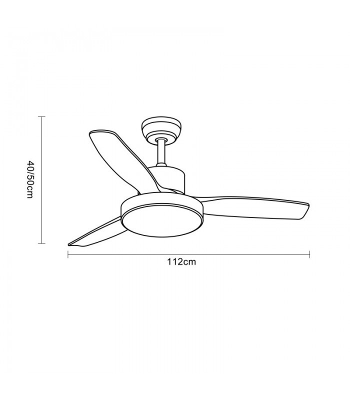 Ventilador de Techo KAVALA  Negro DC 48W 4078Lm 3 Aspas Roble CCT