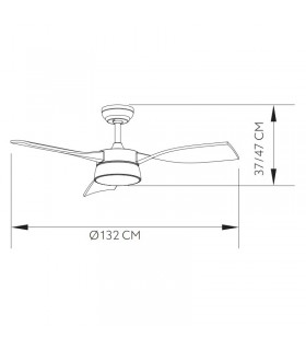 Ventilador de Techo ESTIO Cuero DC 24W 2650Lm 3 Aspas Roble CCT