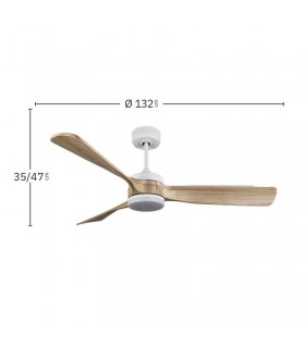 Ventilador de Techo ORIENTE DC Blanco 26W 2950Lm 3 Aspas Haya CCT