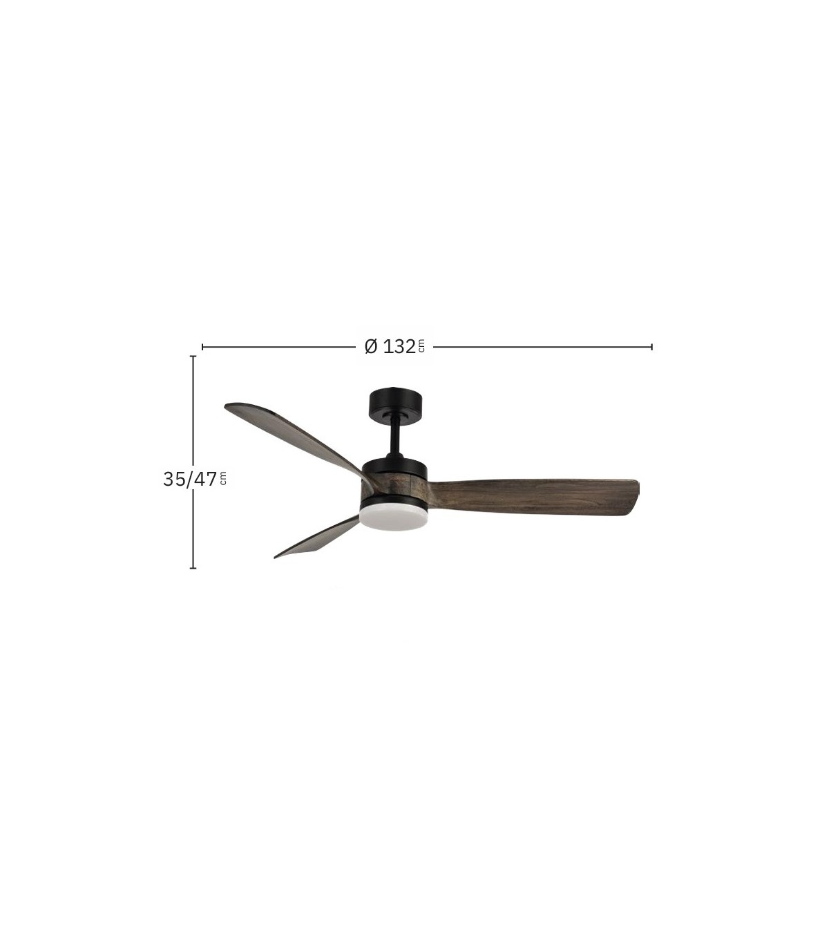 Ventilador de Techo ORIENTE DC Negro 26W 2950Lm 3 Aspas Roble CCT