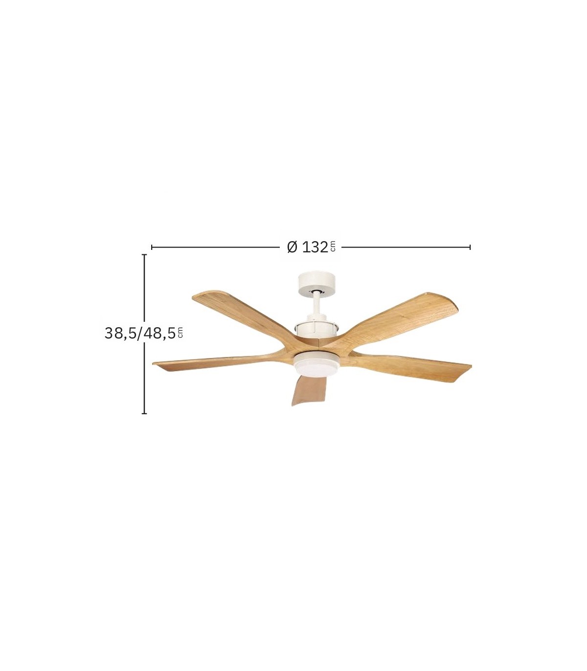 Ventilador de Techo LETUR Blanco DC 18W 2250Lm 5 Aspas Haya CCT