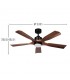 Ventilador de Techo LETUR Negro DC 18W 2250Lm 5 Aspas Roble CCT