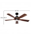 Ventilador de Techo LETUR Negro DC 18W 2250Lm 5 Aspas Roble CCT
