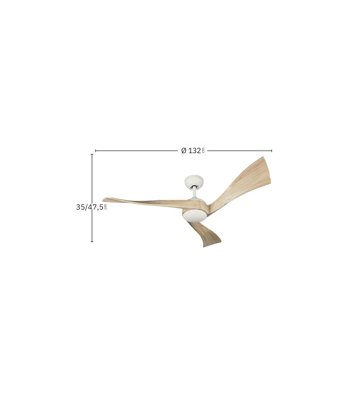 Ventilador de Techo JANUBI Blanco DC 22W 2350Lm 3 Aspas Haya CCT