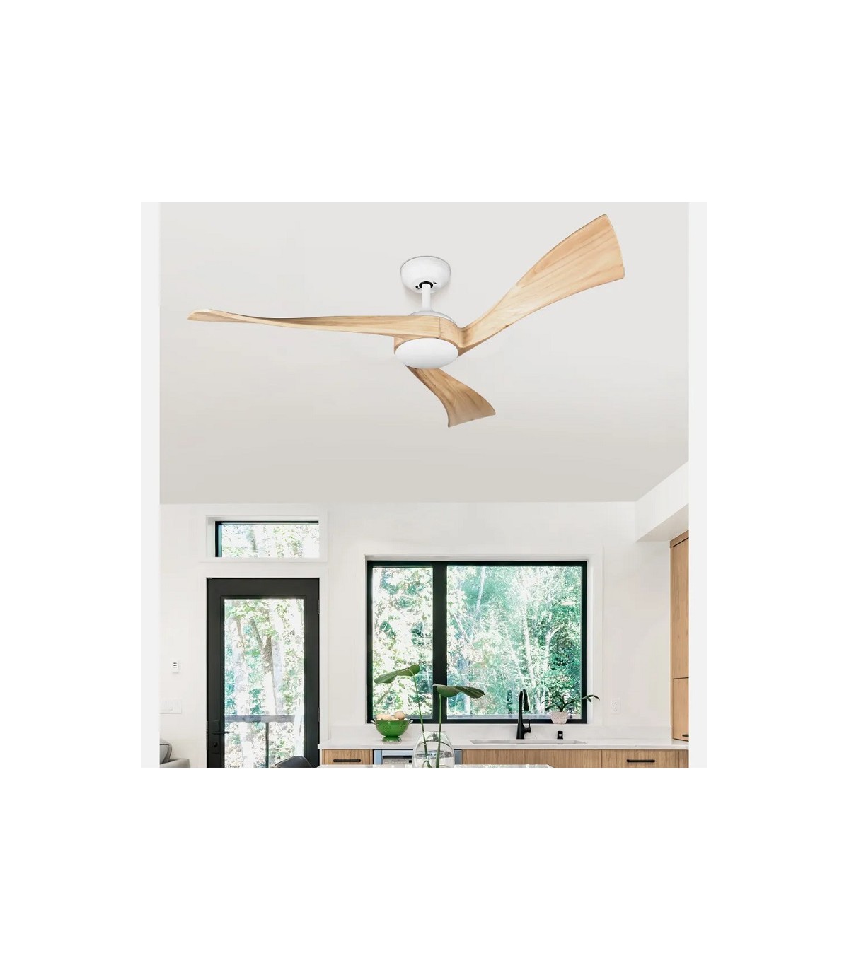 Ventilador de Techo JANUBI Blanco DC 22W 2350Lm 3 Aspas Haya CCT