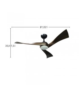 Ventilador de Techo JANUBI Negro DC 22W 2350Lm 3 Aspas Roble CCT