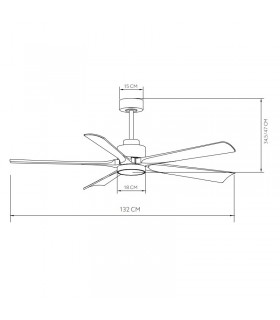 Ventilador de Techo CAIRO Negro DC 24W 2400Lm 5 Aspas Negro CCT