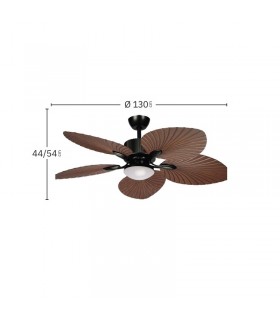 Ventilador de Techo TORCAL Negro DC 24W 2880Lm 5 Aspas Roble CCT