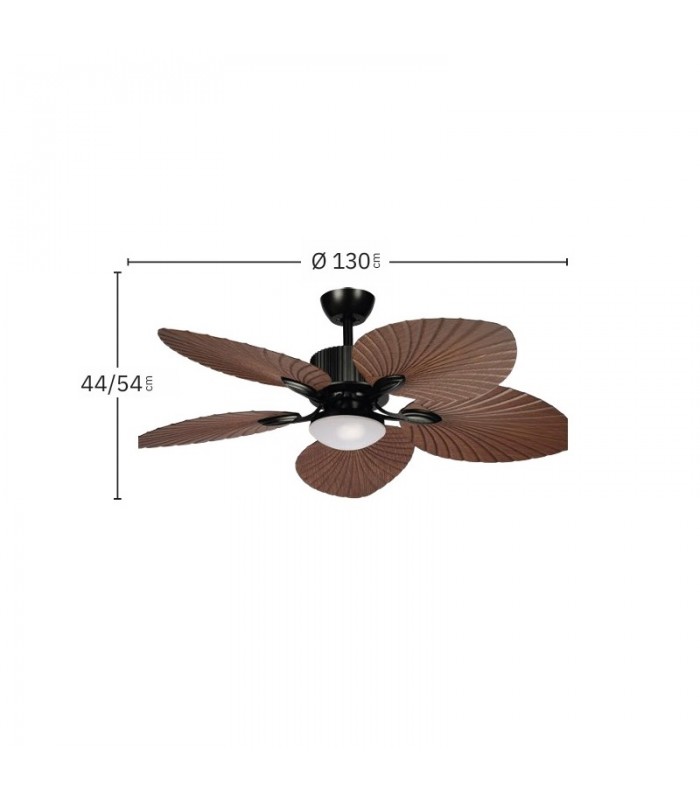 Ventilador de Techo TORCAL Negro DC 24W 2880Lm 5 Aspas Roble CCT